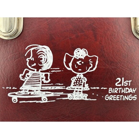 VINTAGE - 90s Faux Leather School Bag Messenger Bag Peanuts Gang 21st Birthday - Picture 4 of 10